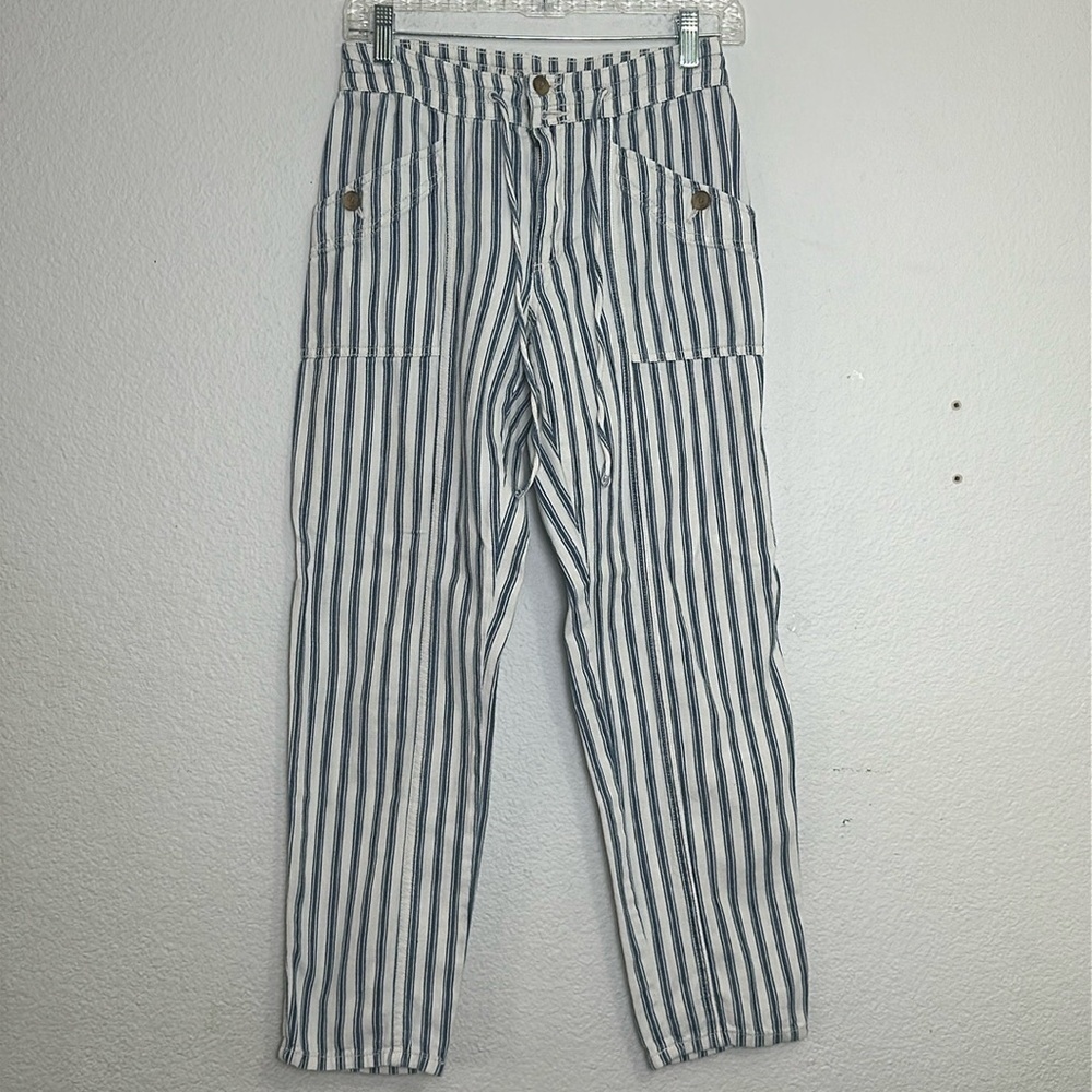American Eagle Women's Size 2 Regular Cotton Blue White Striped Denim Jeans READ